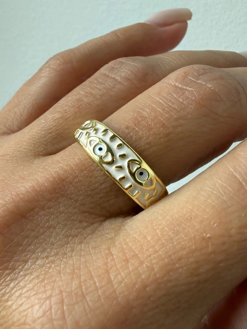Gold Evil Eye Band Ring - Women's Jewelry